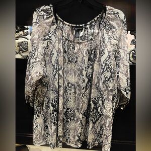 Nine West Women's Snake Print Blouse - Black & Gray